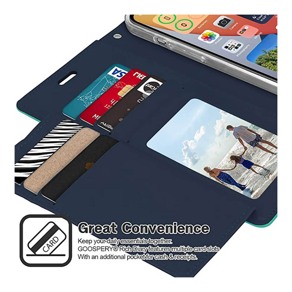 Samsung Galaxy S22+ wallet case with multiple card slot and photo ID