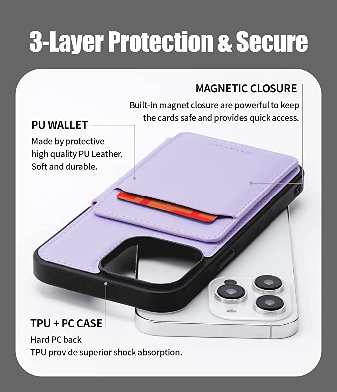 Phone case with card holder iPhone 13 Lavender 11