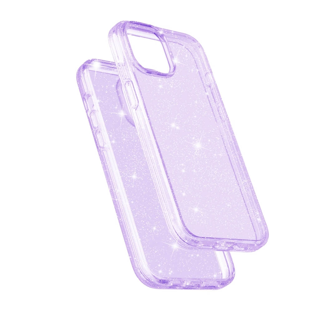 Protective Clear Case iPhone 13 Purple Glitter 17