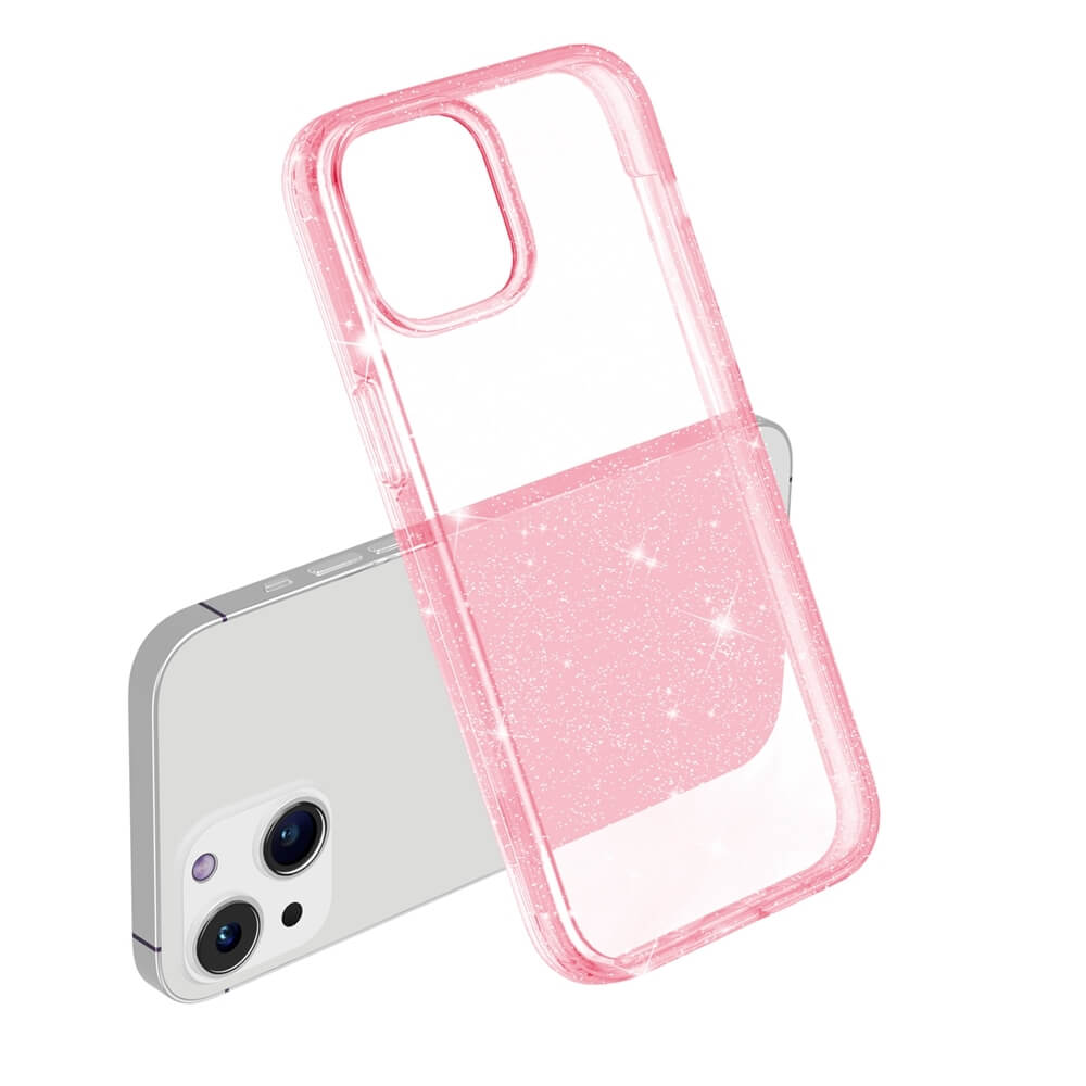 Protective Clear Case iPhone 13 Pink Glitter 14