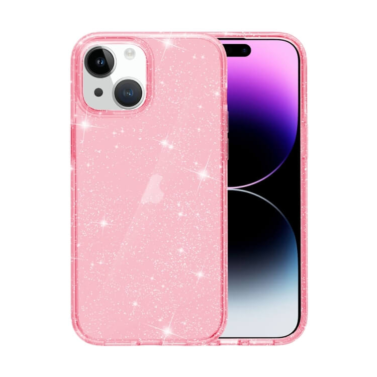 Protective Clear Case iPhone 13 Pink Glitter 11