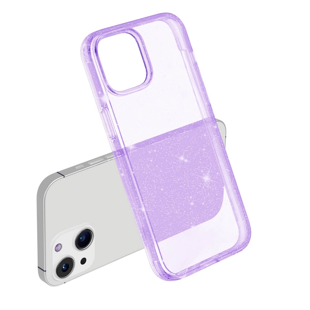 Protective Clear Case iPhone 13 Purple Glitter 18