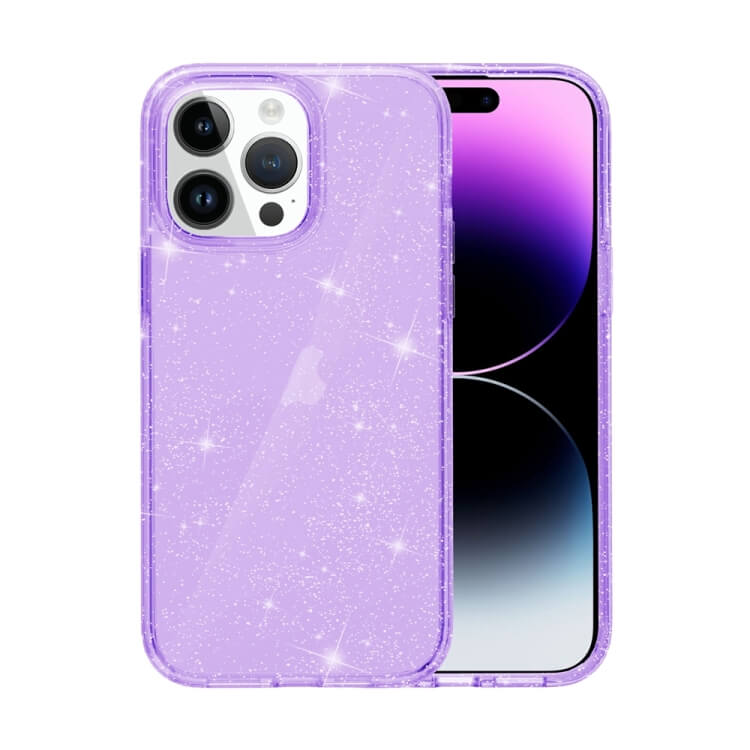 Protective Clear Case iPhone 14 Pro Purple Gltter 21