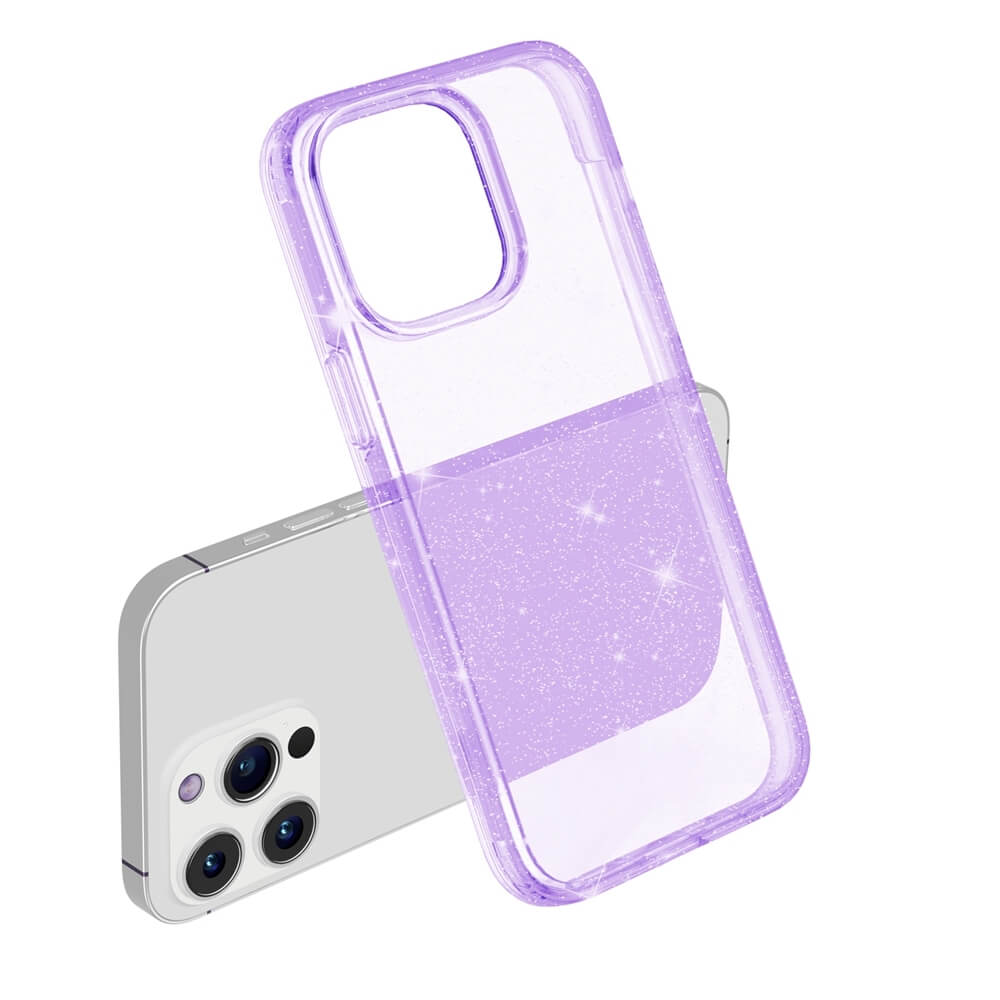 Protective Clear Case iPhone 14 Pro Purple Gltter 24