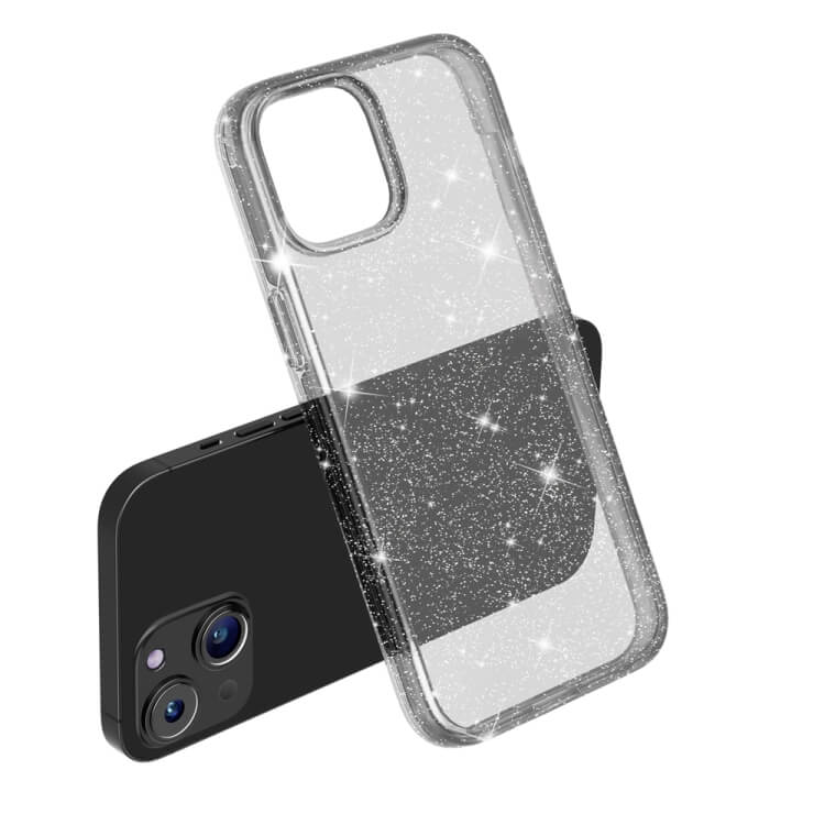 Protective Clear Case iPhone 15 Plus Smoke Glitter 22