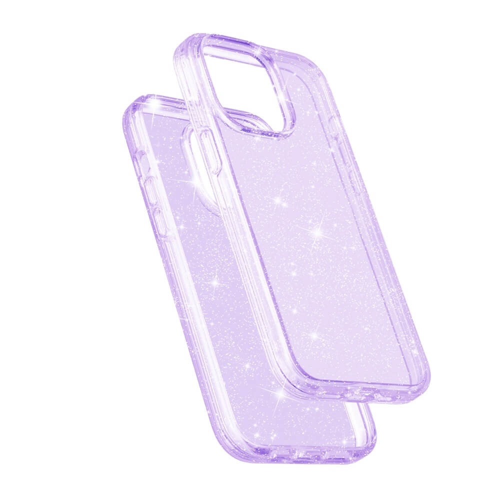 Protective Clear Case iPhone 15 Pro Purple Glitter 23