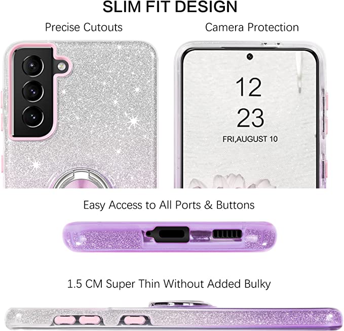 Stylish case Galaxy A15 Purple Glitter 12