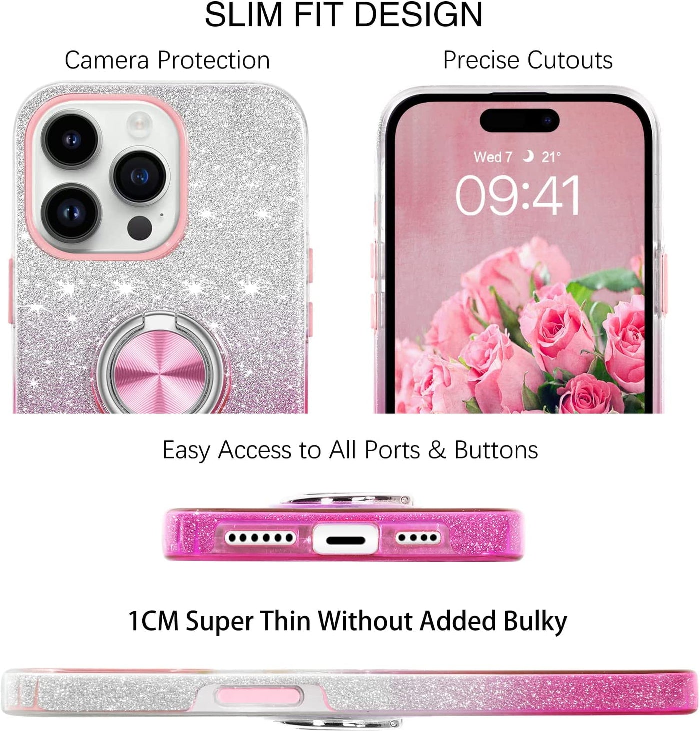 Stylish case iPhone 13 Pro Max Pink Glitter 13