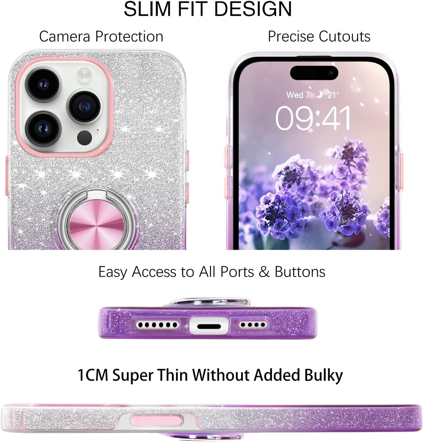 Stylish case iPhone 14 Pro Max Purple Glitter 21