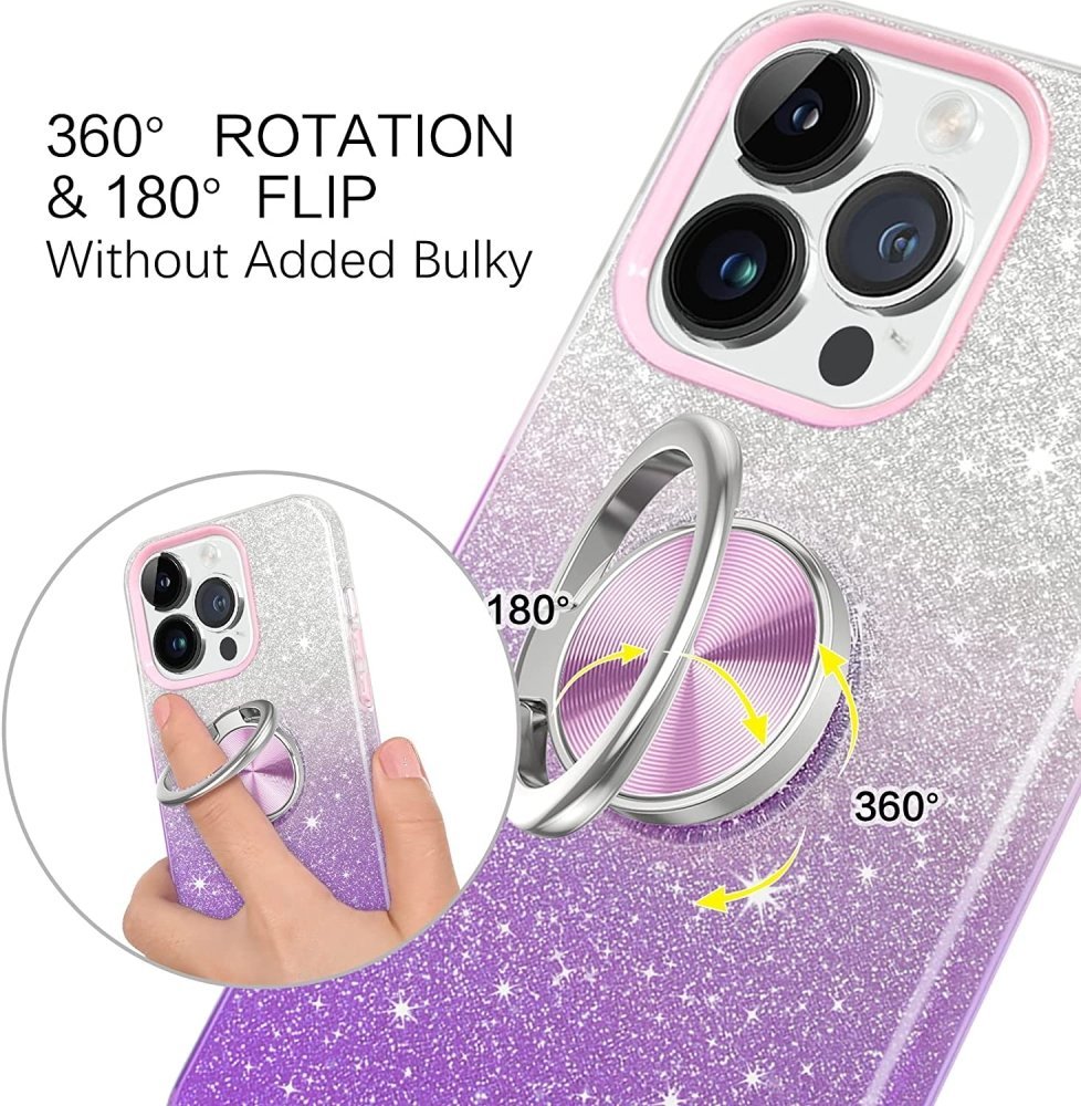 Stylish case iPhone 16 Pro Purple Glitter 18