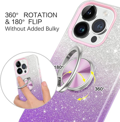 Stylish case iPhone 16 Pro Purple Glitter 18