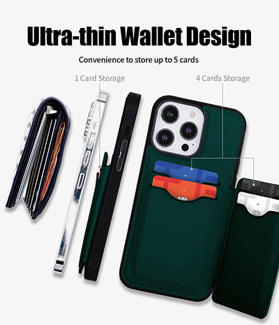 iPhone 15 Leather Wallet Case with back card slot