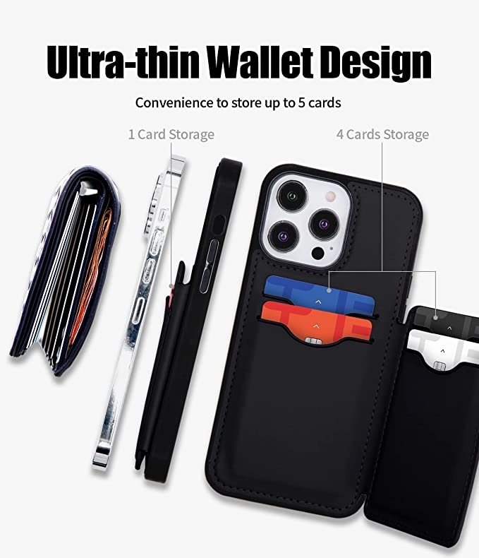 iPhone 15 Plus Leather Wallet Case with back card slot