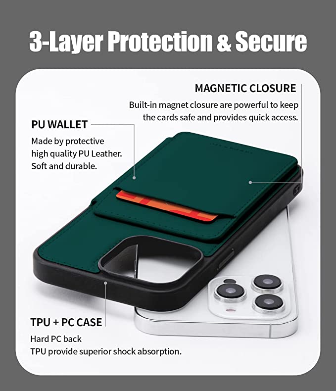 iPhone 15 Pro Wallet Case with back card slot