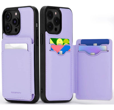 iPhone 15 Pro Lavender Wallet Case with back card slot