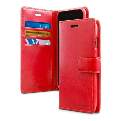 Samsung Galaxy S21 FE Red Leather Wallet Case