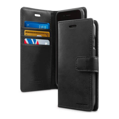 Samsung Galaxy S21 FE Black Leather Wallet Case
