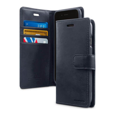 iPhone XR Blue Leather Wallet Case