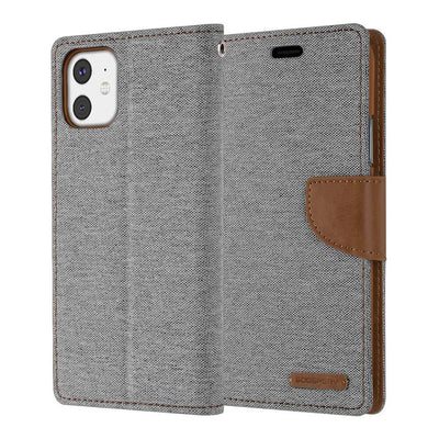 iPhone 15 Plus Canvas wallet case with multiple card slot and photo id