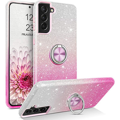 Samsung Galaxy S23 FE Pink Glitter Ring Case