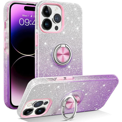 iPhone 15 Pro Purple Glitter Ring Case