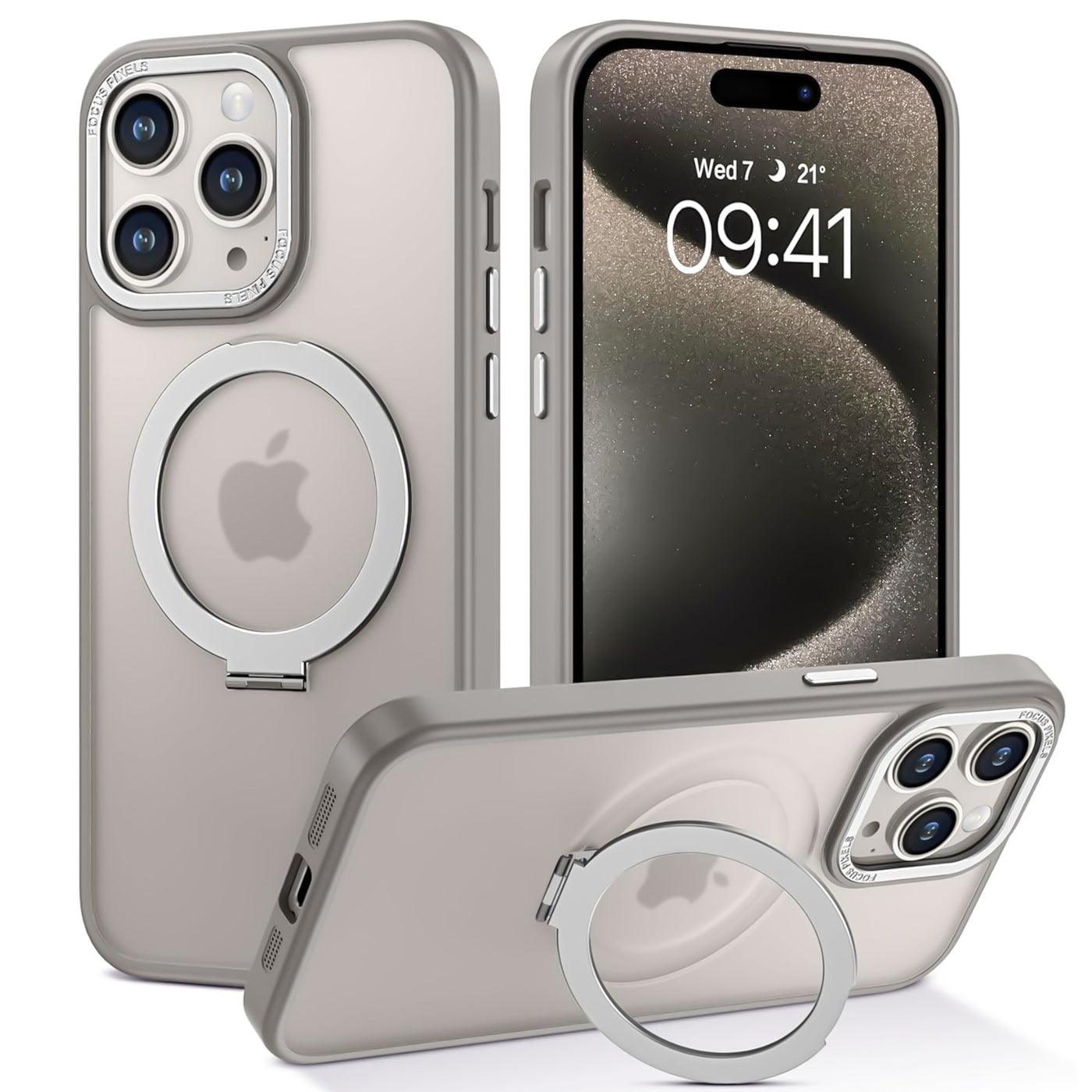 iPhone 15 Pro Grey Magsafe Ring Cases