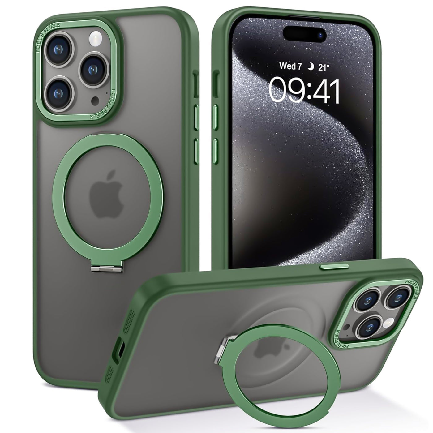 iPhone 15 Pro Green Magsafe Ring Cases