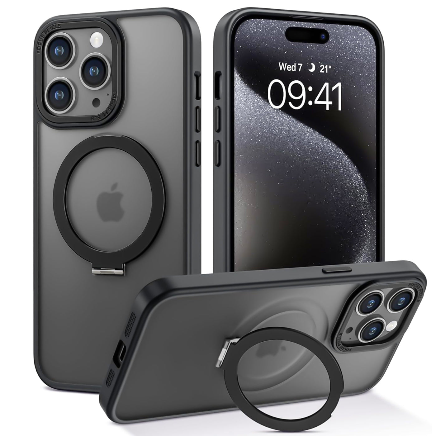 iPhone 15 Pro Max Black Magsafe Ring Cases
