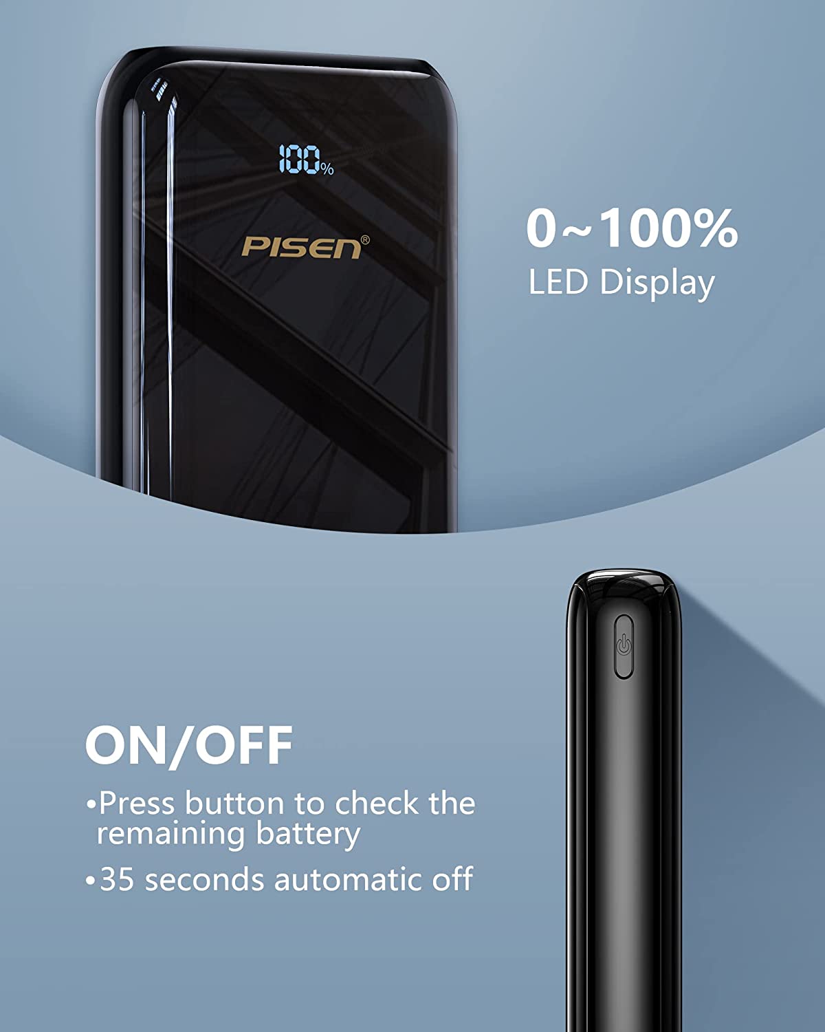 Portable Charger USB C Power Bank - PISEN