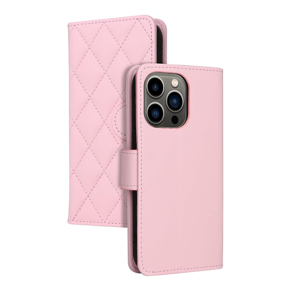 iPhone 15 Pro Baby Pink Leather Wallet Case