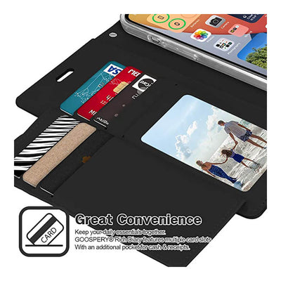 iPhone 13 wallet case with multiple card slot and photo ID