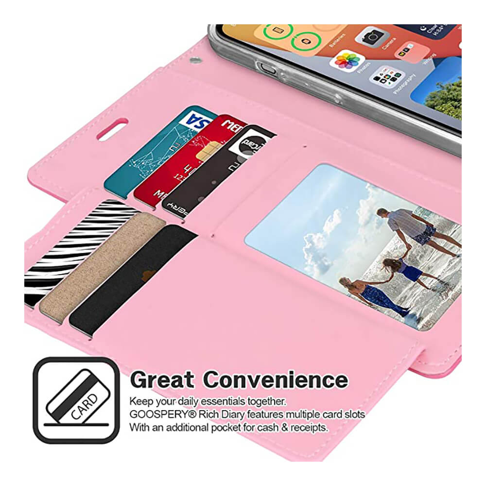 iPhone 13 wallet case with multiple card slot and photo ID