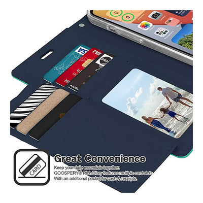 iPhone 13 Pro Max wallet case with multiple card slot and photo ID