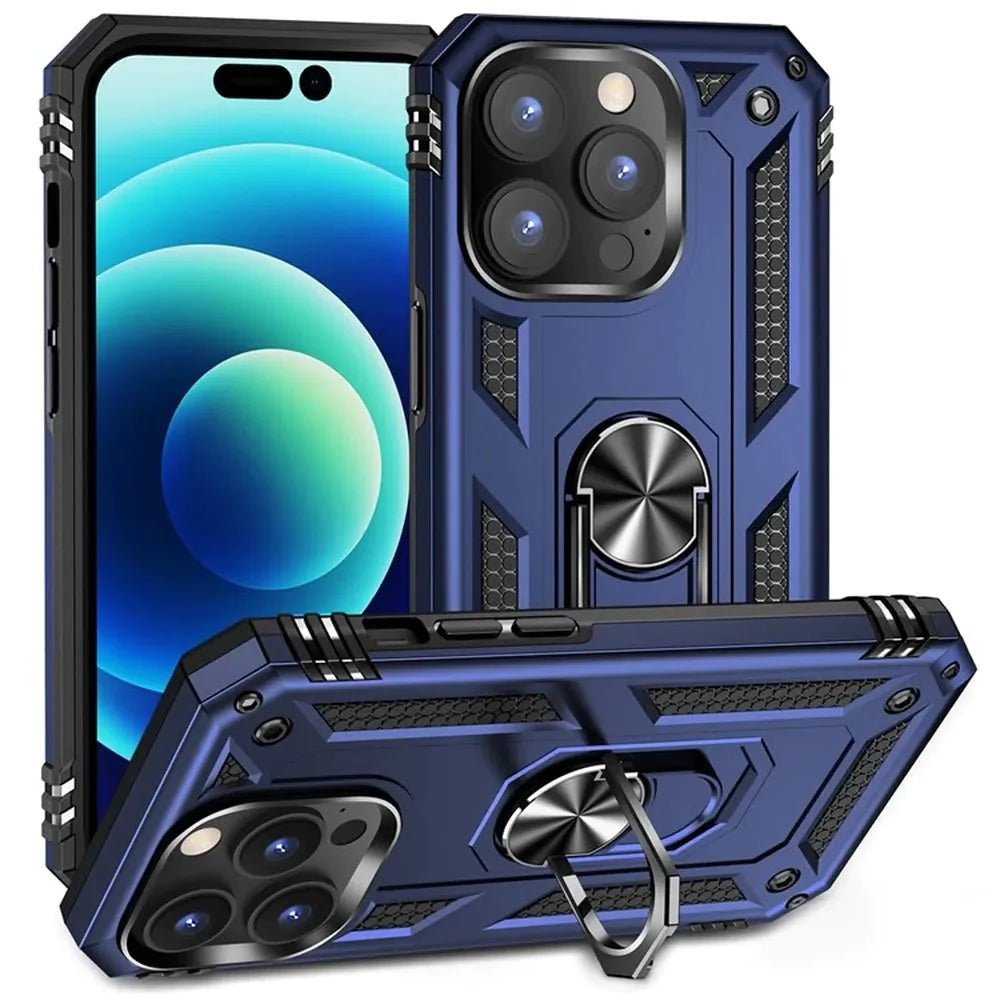 iPhone 15 Pro Blue stand case with ring